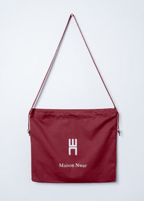Maison Nwar Tote Bag in burgundy canvas – front view