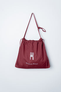 Maison Nwar Tote Bag – drawstring closure with metal bead detail