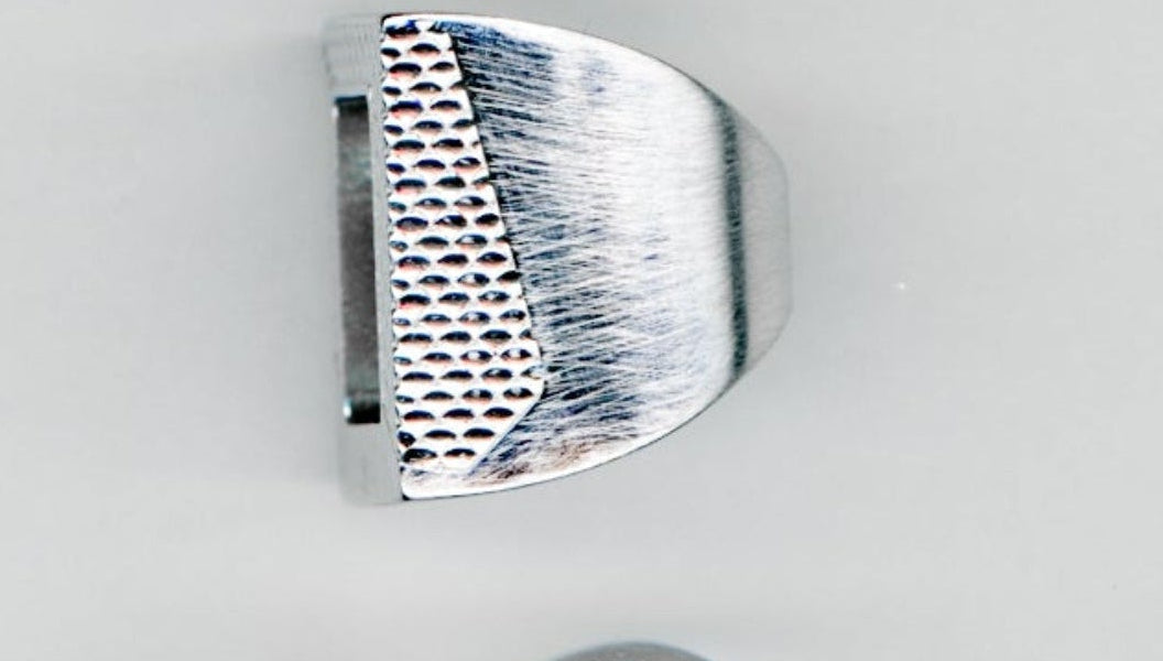 Maison Nwar ring set shown from multiple angles on grey background